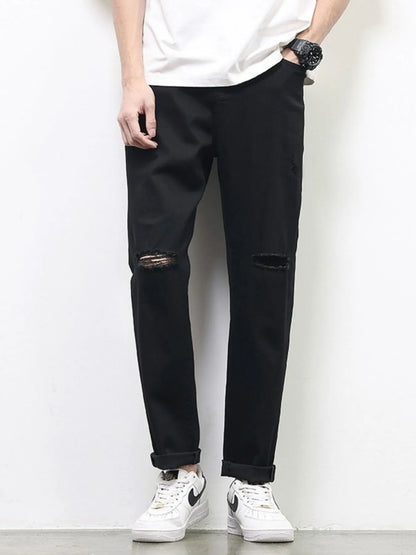 Men's Full Size Ripped Straight Leg Jeans Plus Size - Fashorio