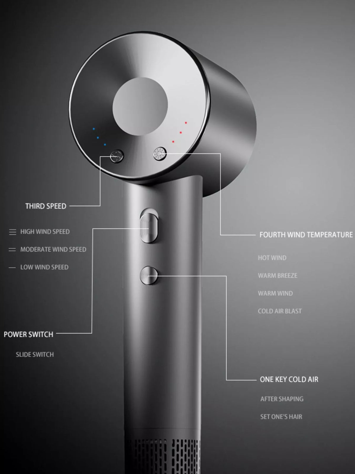 Hair dryer nozzle and airflow head