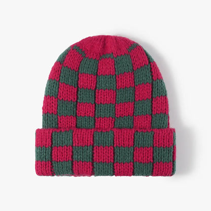 Thermal Checkered Hat Deep Red One Size - Fashorio