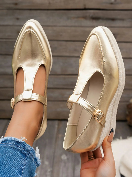 Point Toe Wedge Loafers - Fashorio