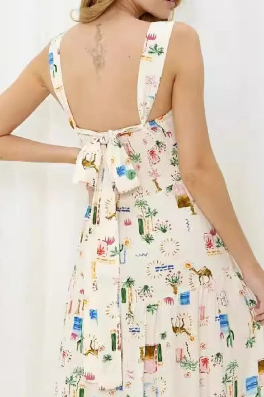 Printed Square Neck Wide Strap Maxi Dress view 7