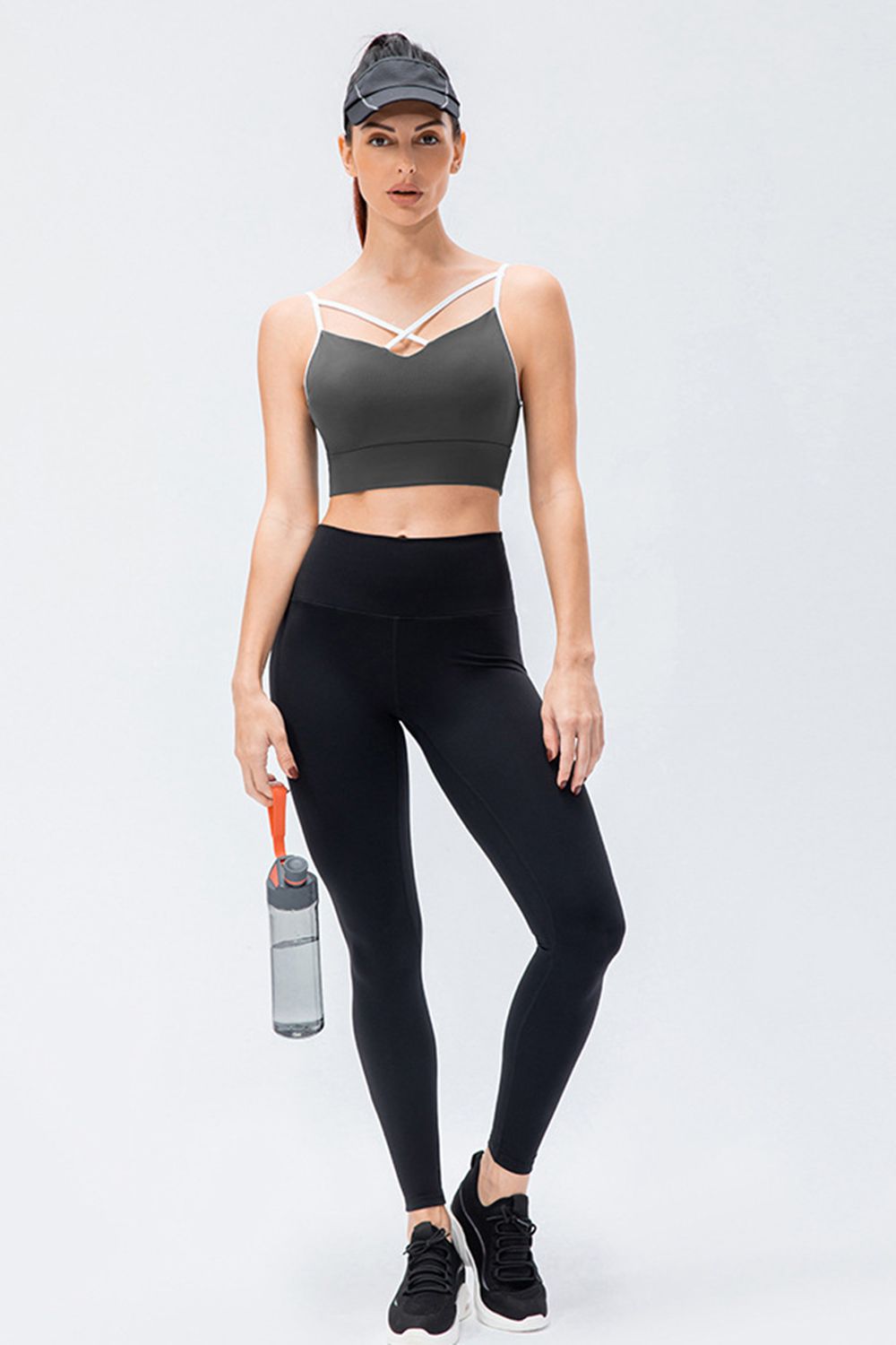 wide waistband slim fit active leggings full length view