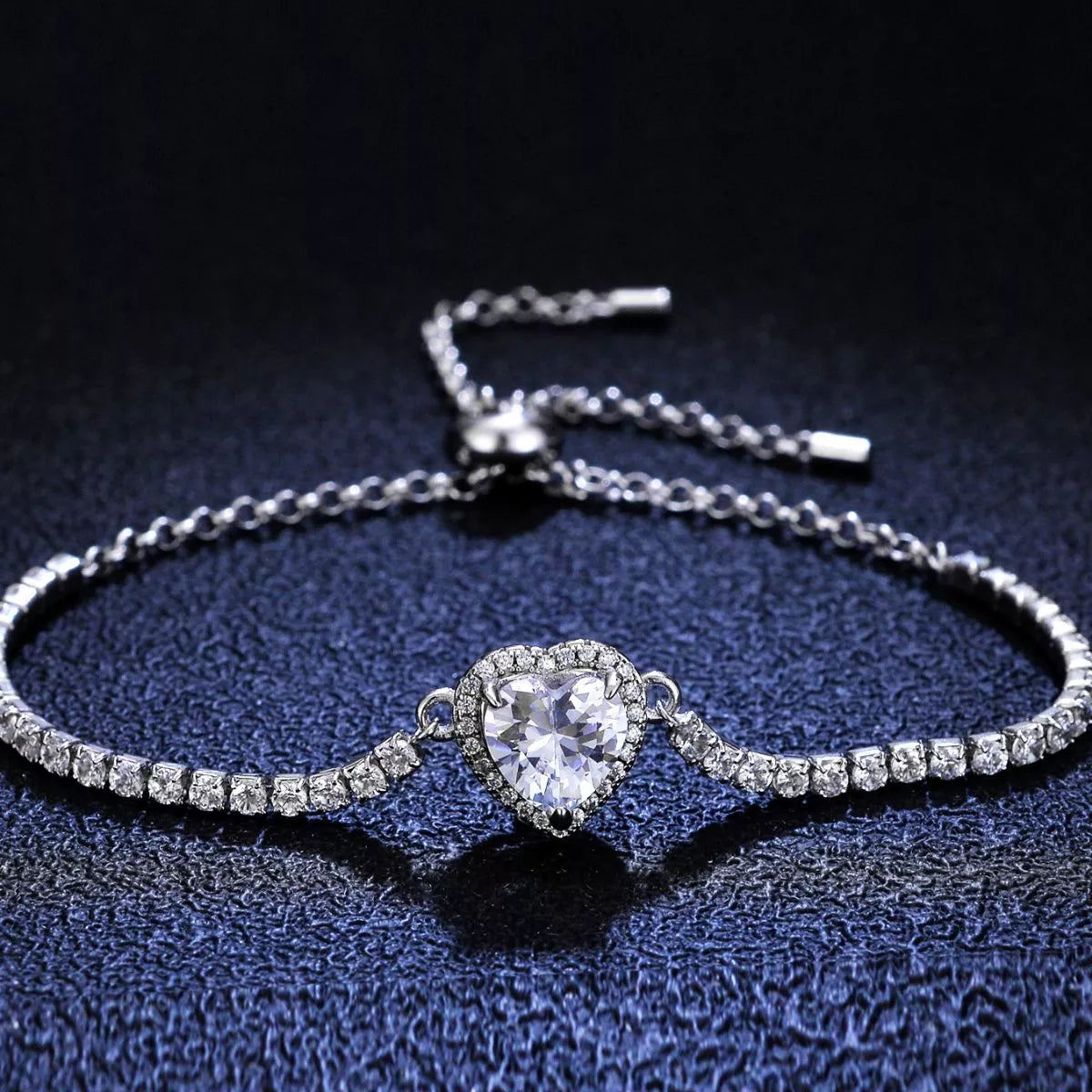 Silver chain bracelet shown laid flat