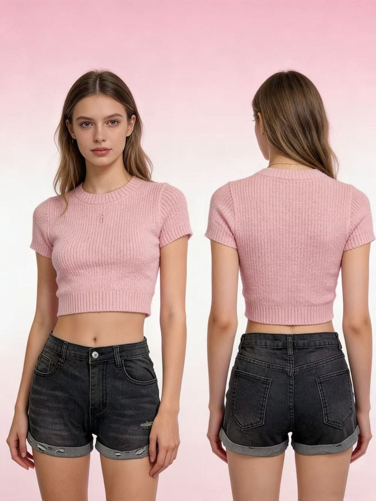 Denim shorts waistband detail
