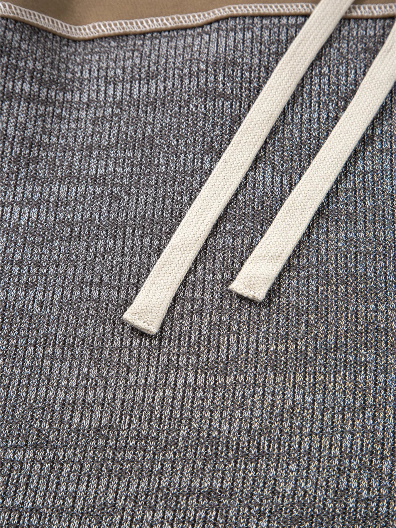 Mixed Texture Patchwork Exposed Seam Half Button Hoodie - Fashorio