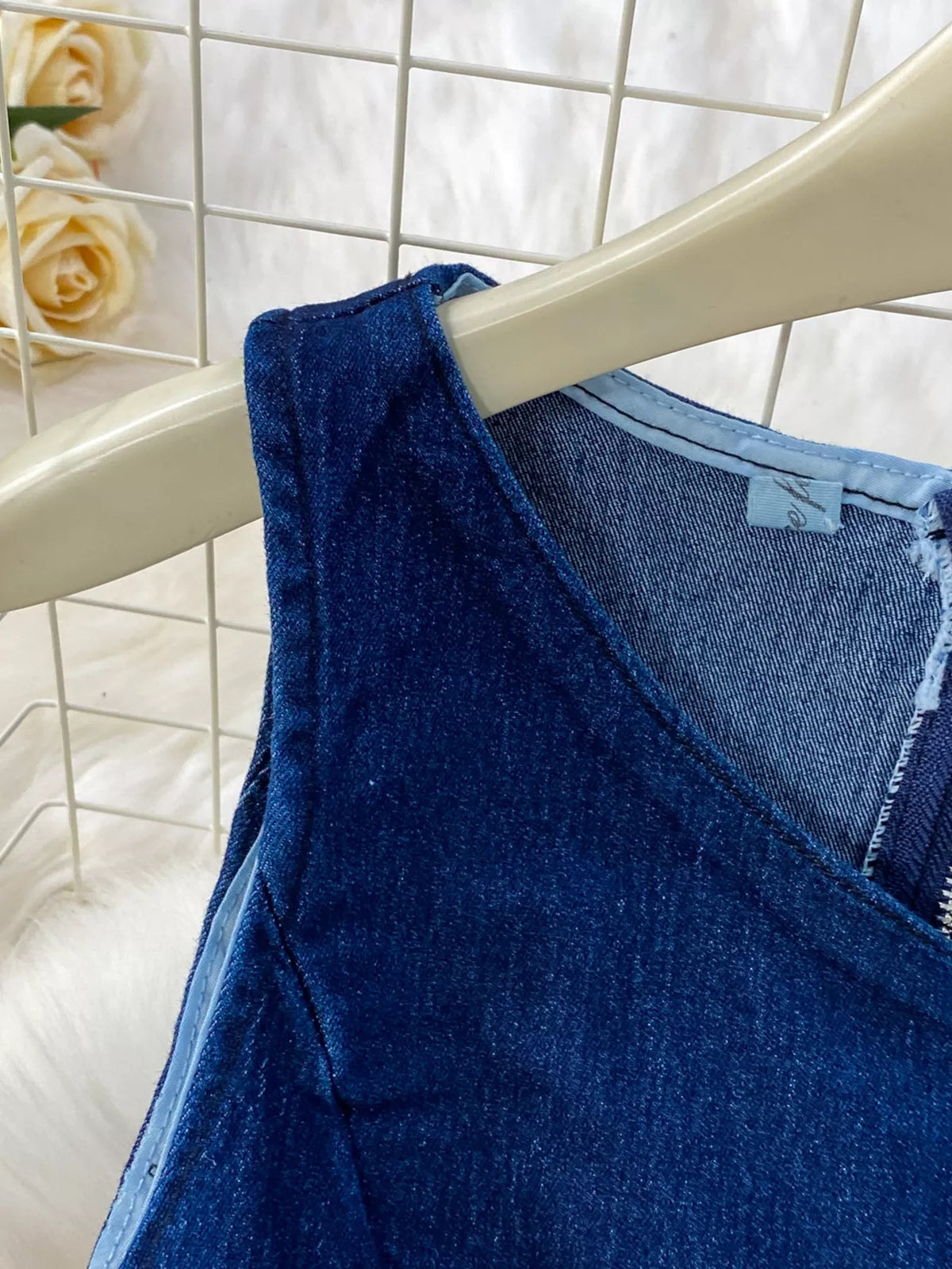 Dark blue denim set full outfit