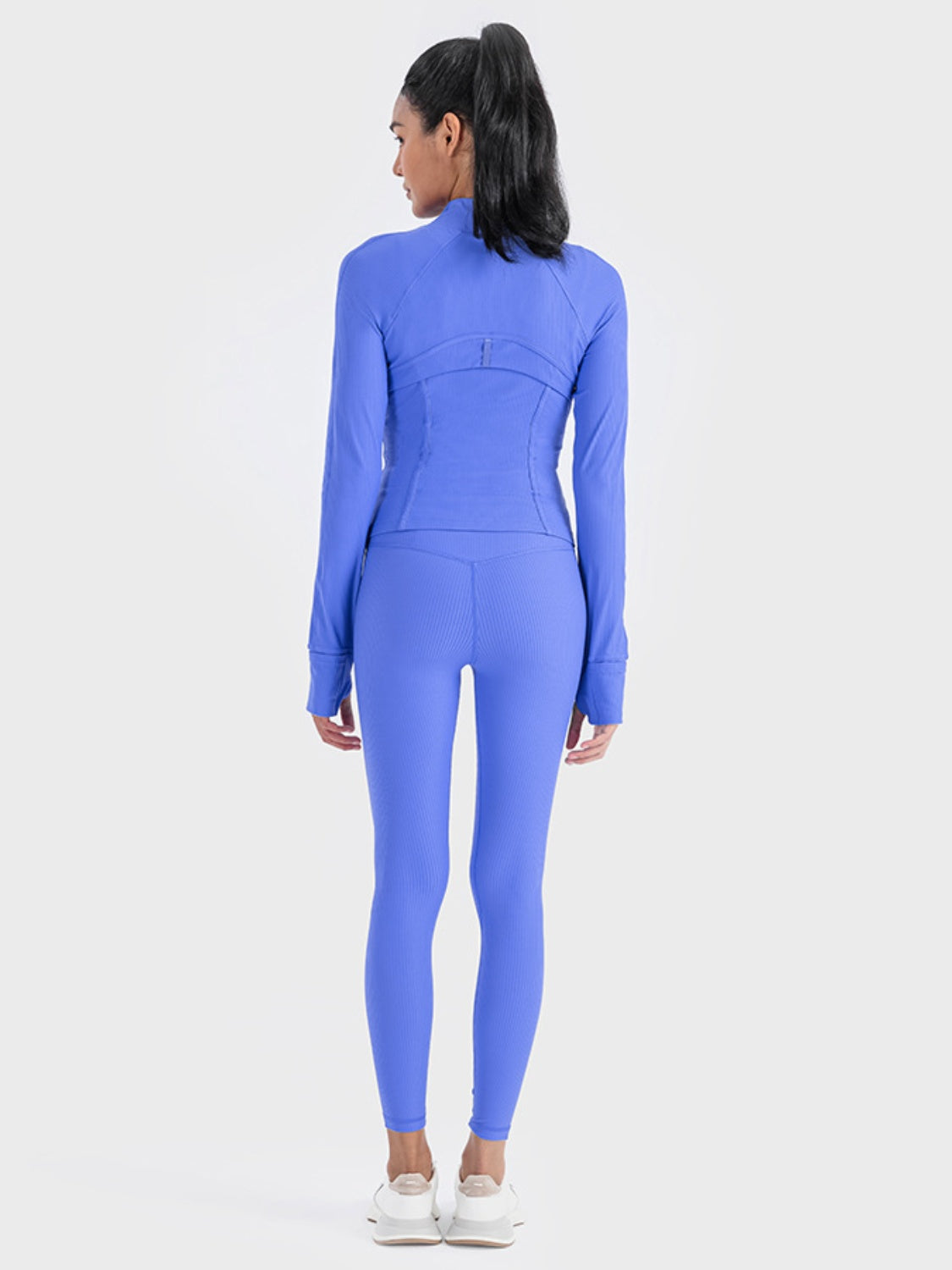 Zip up long sleeve sports jacket strap detail