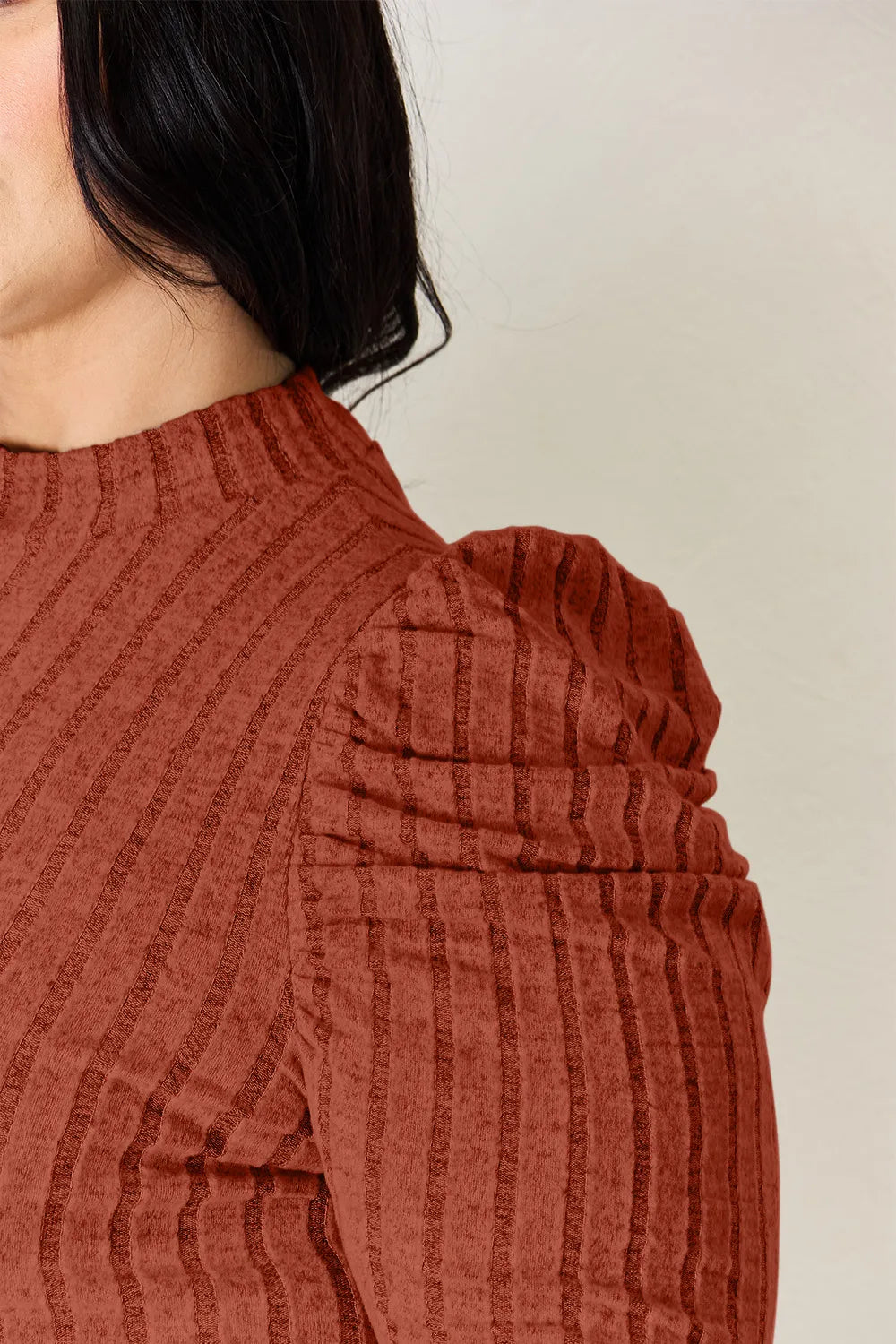 Mock neck collar detail view