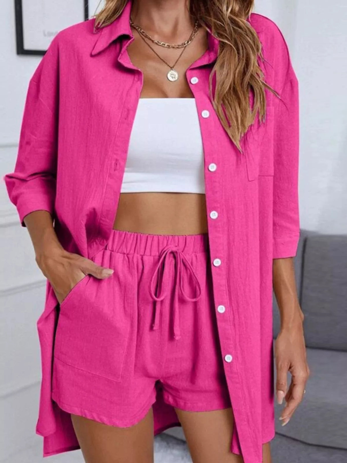 Breezy shirt and shorts set full look