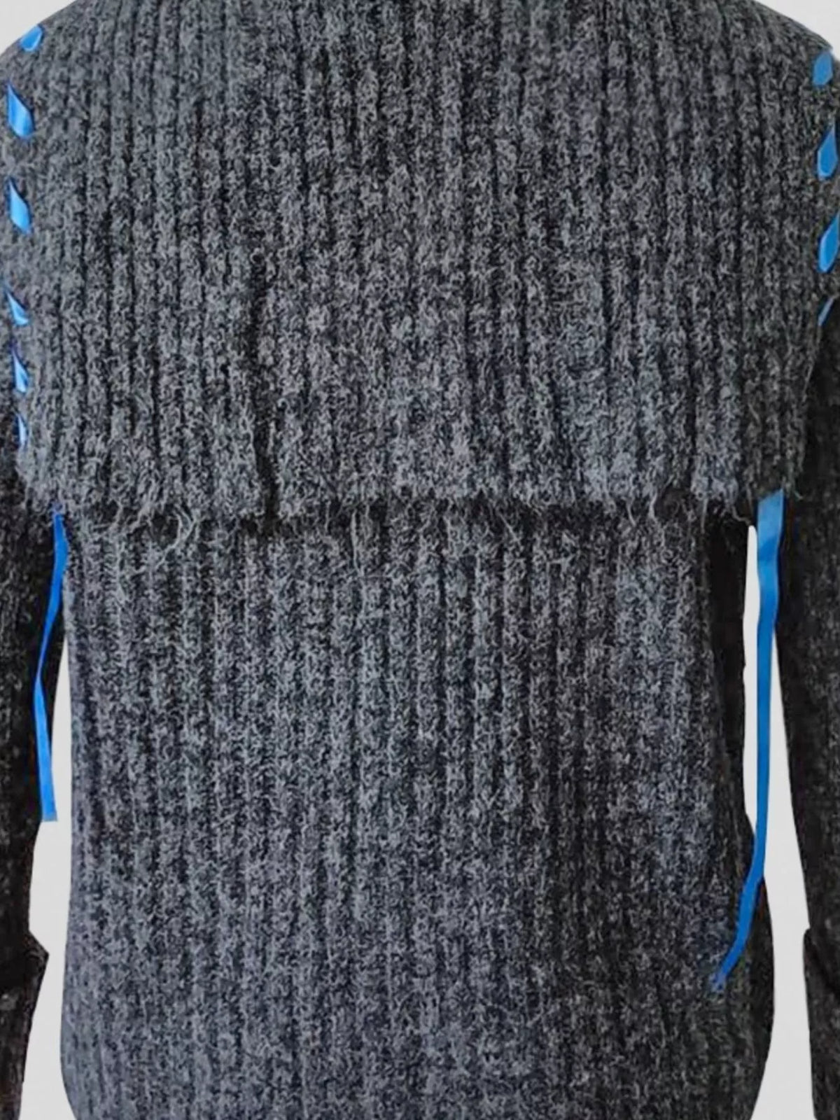 gray ribbed cable knit open front cardigan styled outfit look
