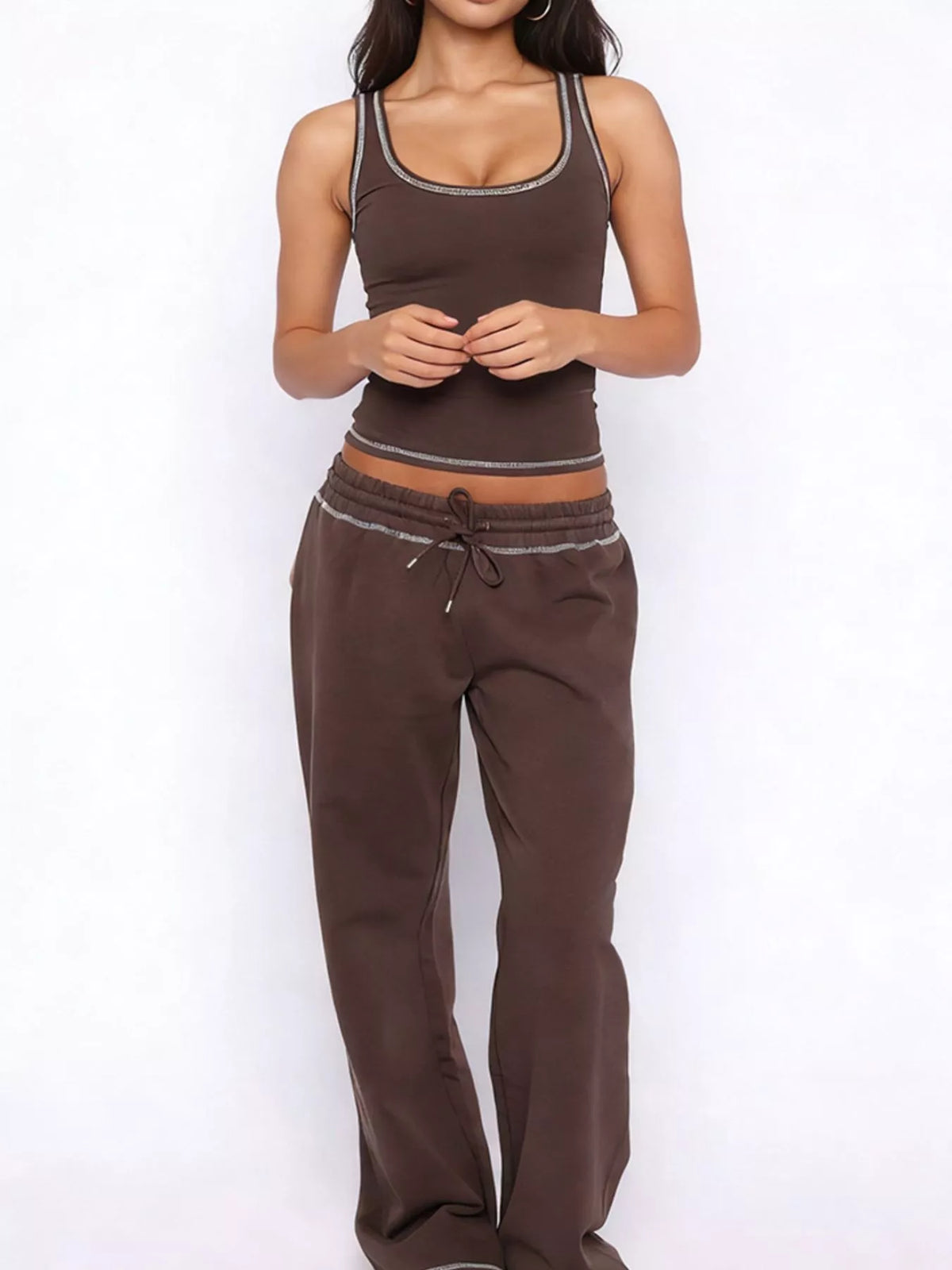 Scoop Neck Tank and Drawstring Pants Set, view 15