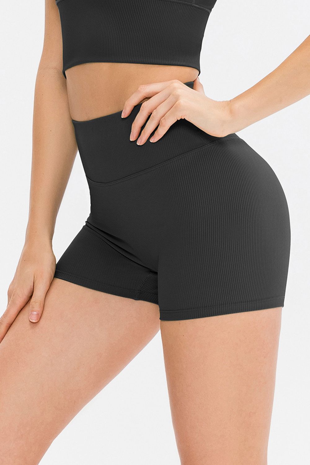 Slim fit wide waistband sports shorts back detail