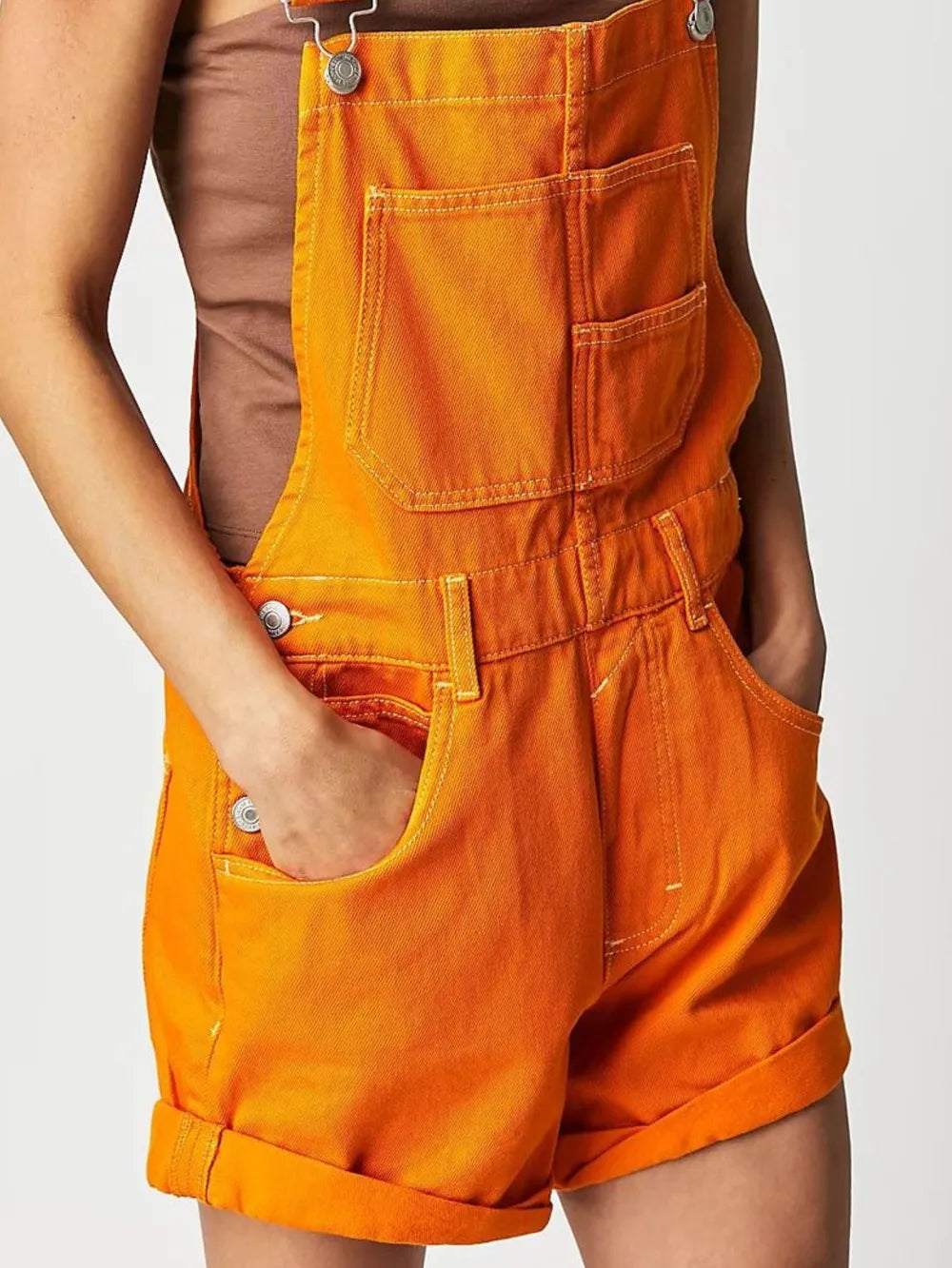Square Neck Wide Strap Denim Overalls - Fashorio