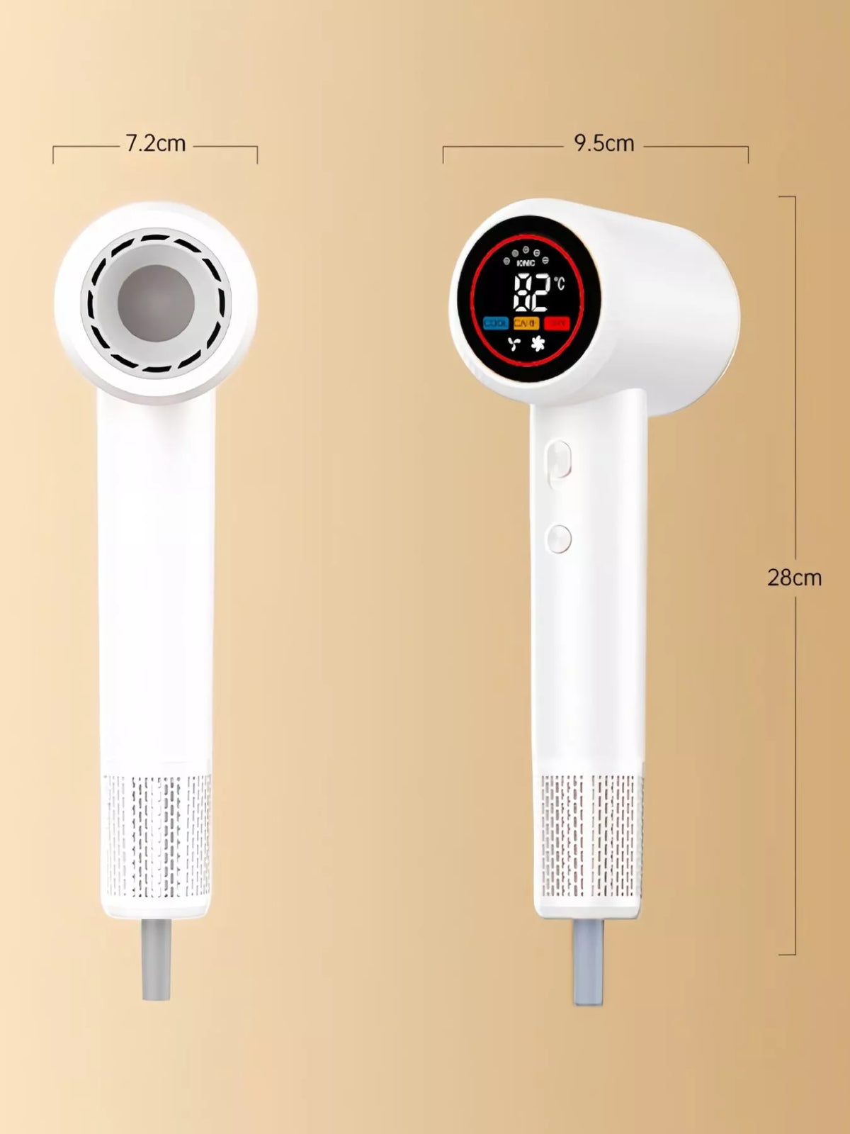 Hair dryer with plug and cord