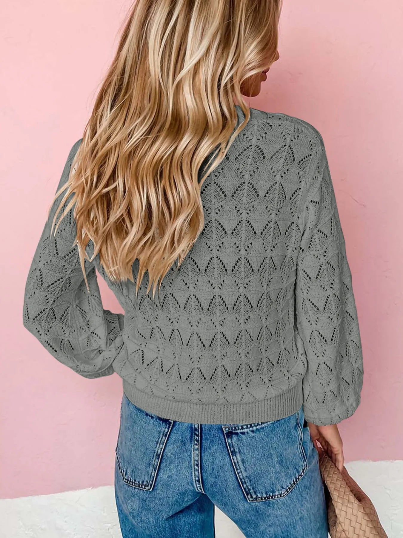 Buttoned Front Openwork Cardigan - Fashorio