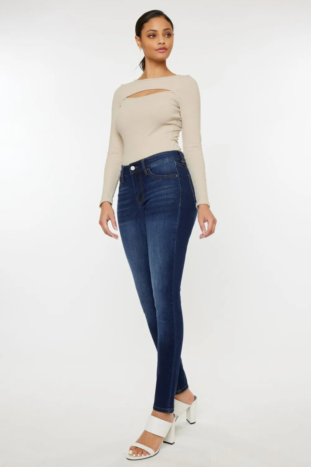 Kancan Mid Rise Gradient Skinny Jeans - Fashorio