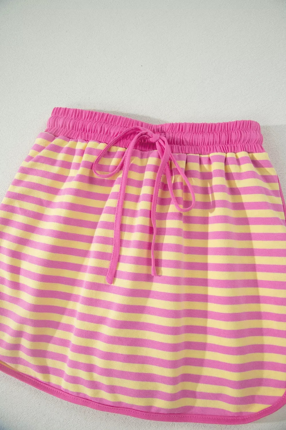 Striped round neck tee and shorts full look