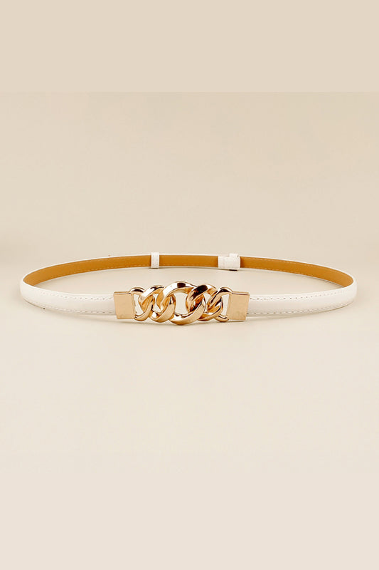 PU Skinny Belt White One Size - Fashorio