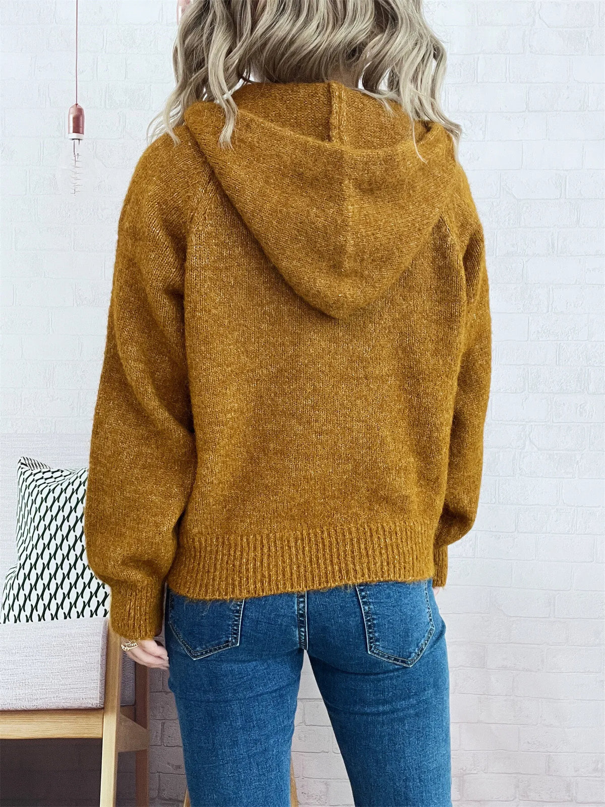One size knit sweater side view