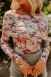 Floral Off-Shoulder Long Sleeve Bodysuit Floral - Fashorio