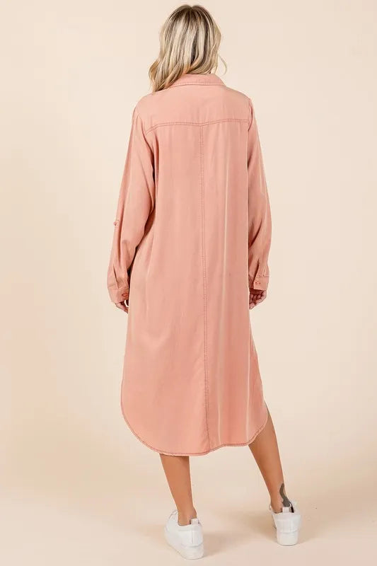 Button Down Long Sleeve Shirt Dress styled look