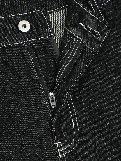 Men's Denim Shorts with Contrast Stitching - Fashorio