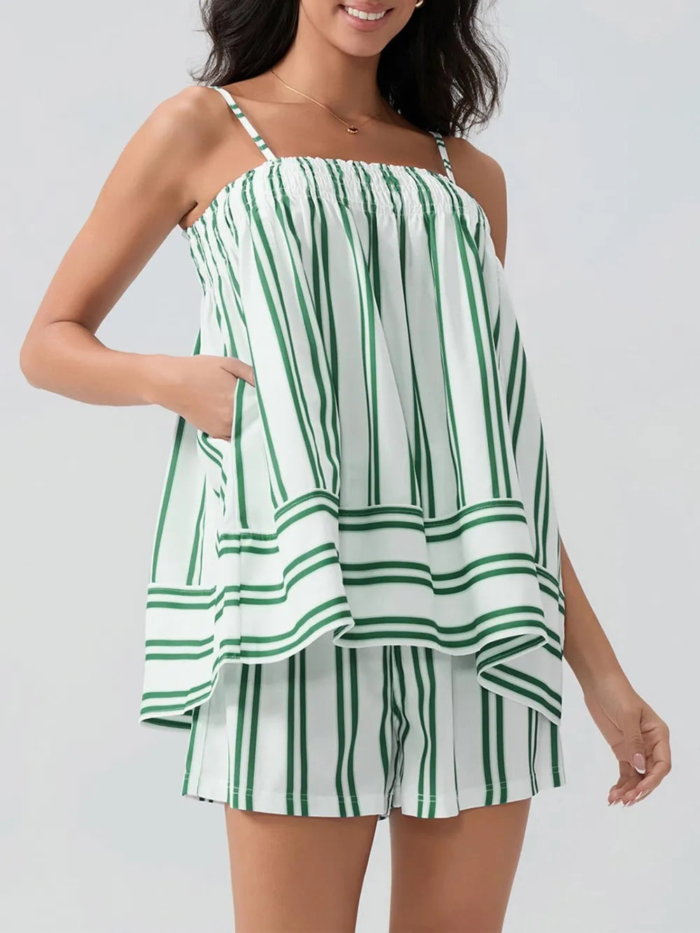 Smocked Square Neck Cami and Shorts Set, view 5