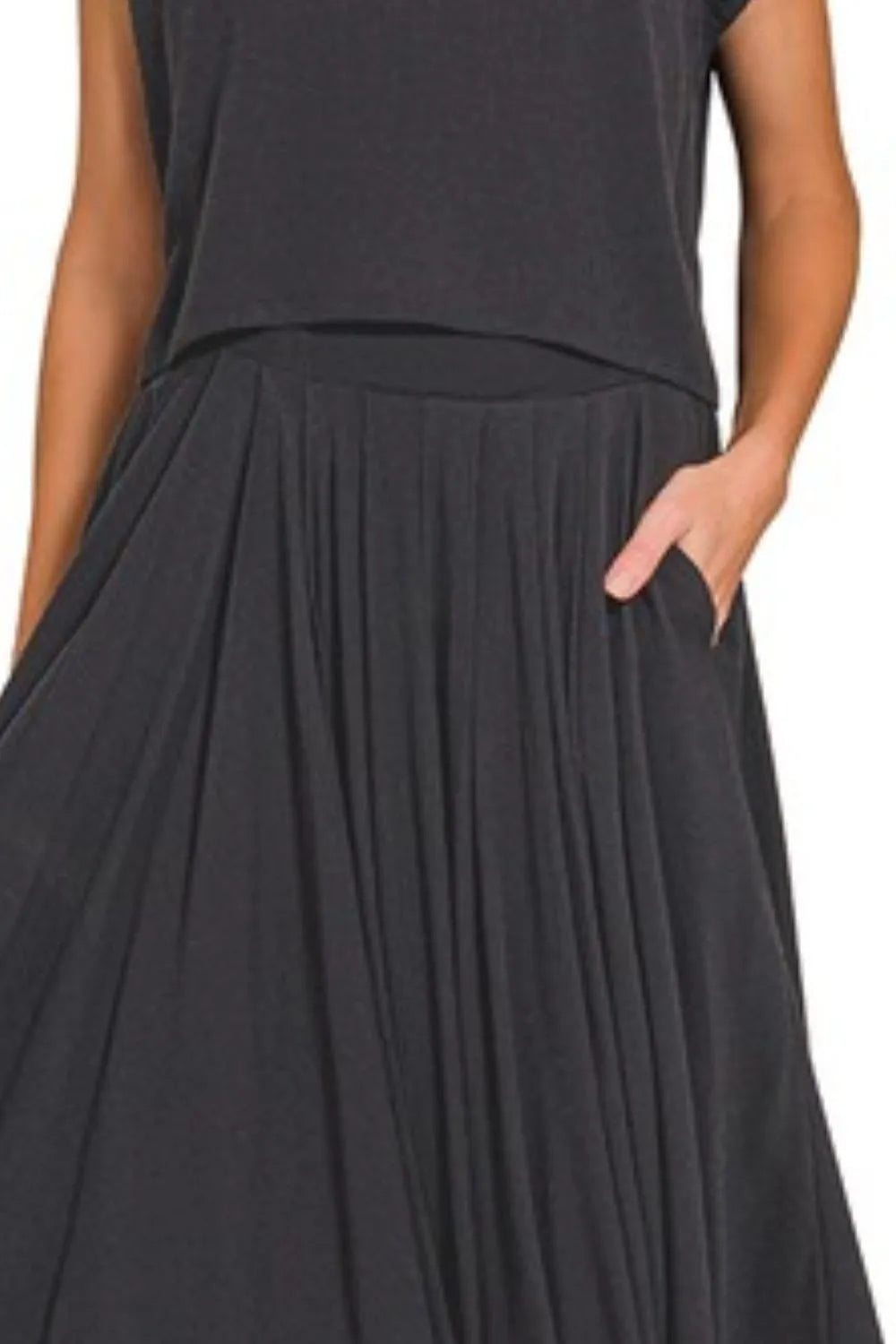 Zenana Woven Crinkle Gauze Crop Tee and Skirt Set - Fashorio