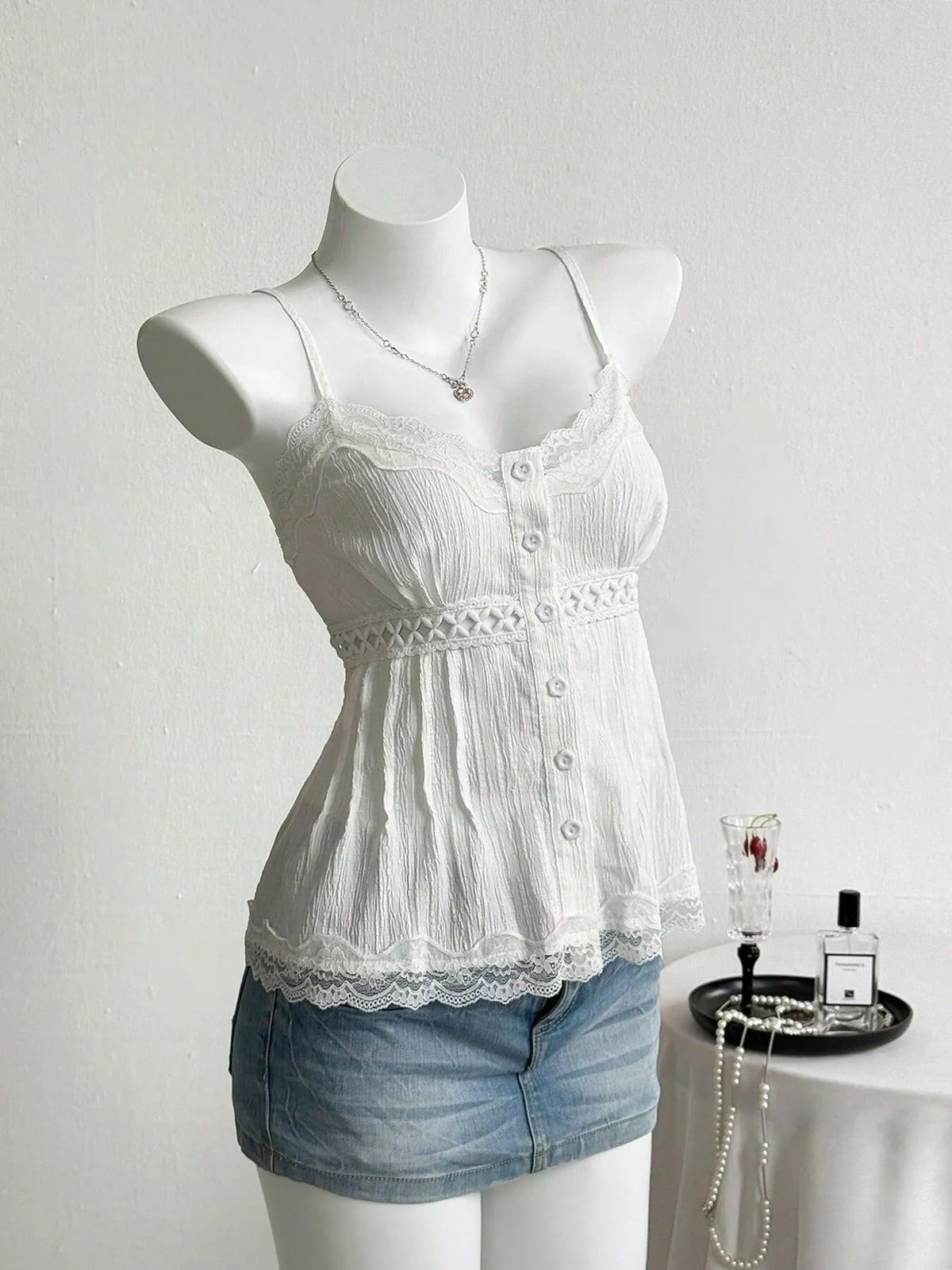 Cami styled layered under a jacket