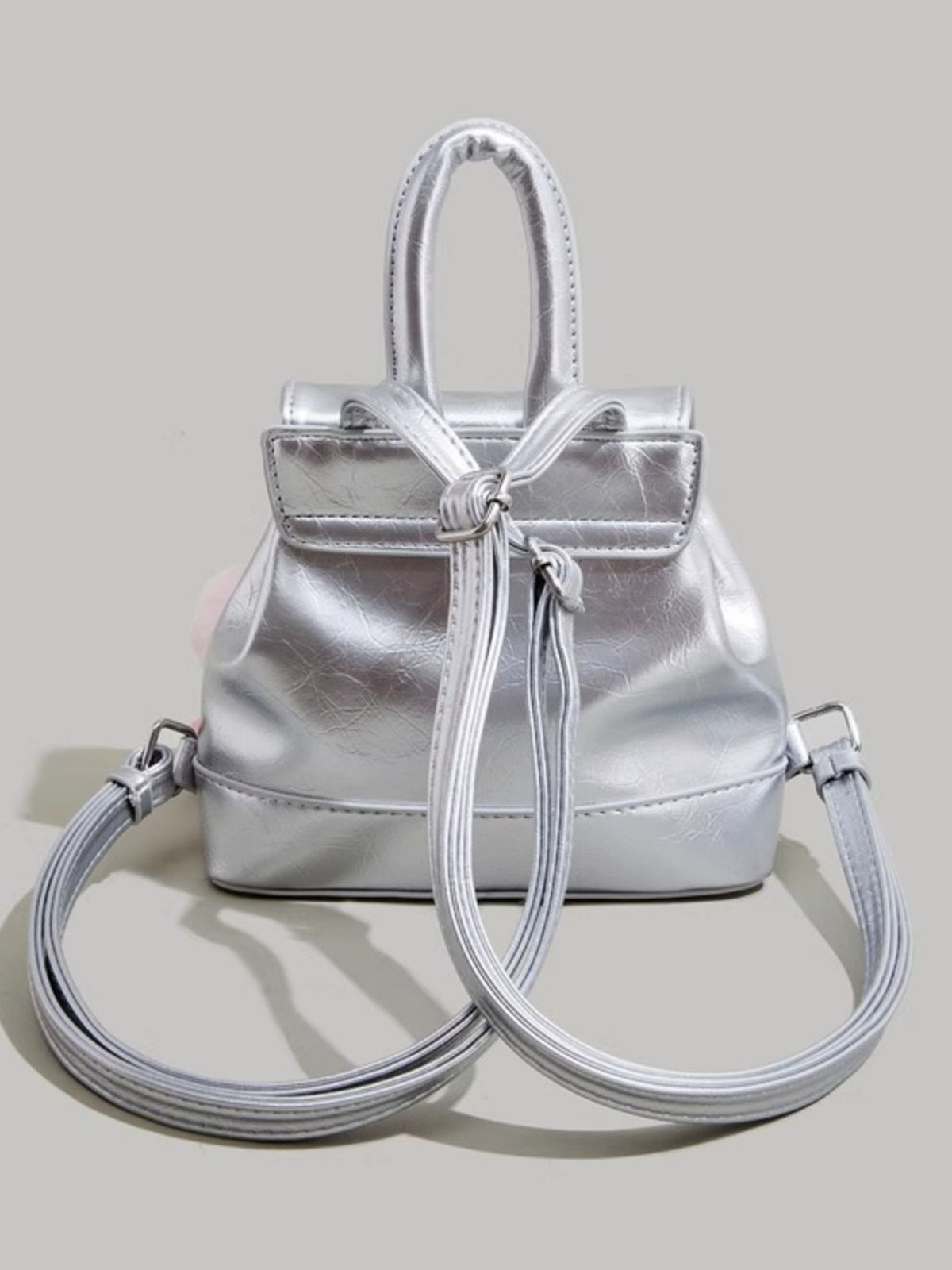 silver contrast mini backpack adjustable shoulder straps