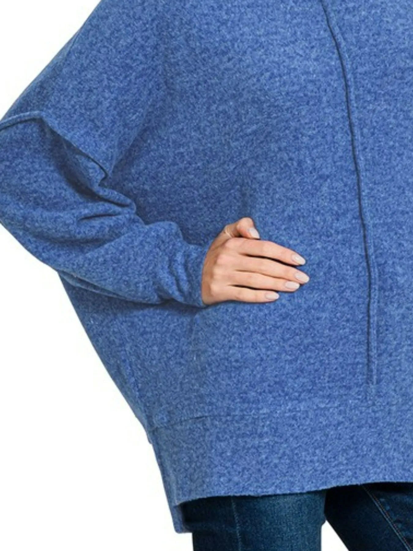 Zenana Brushed Melange Hacci Oversized Sweater - Fashorio