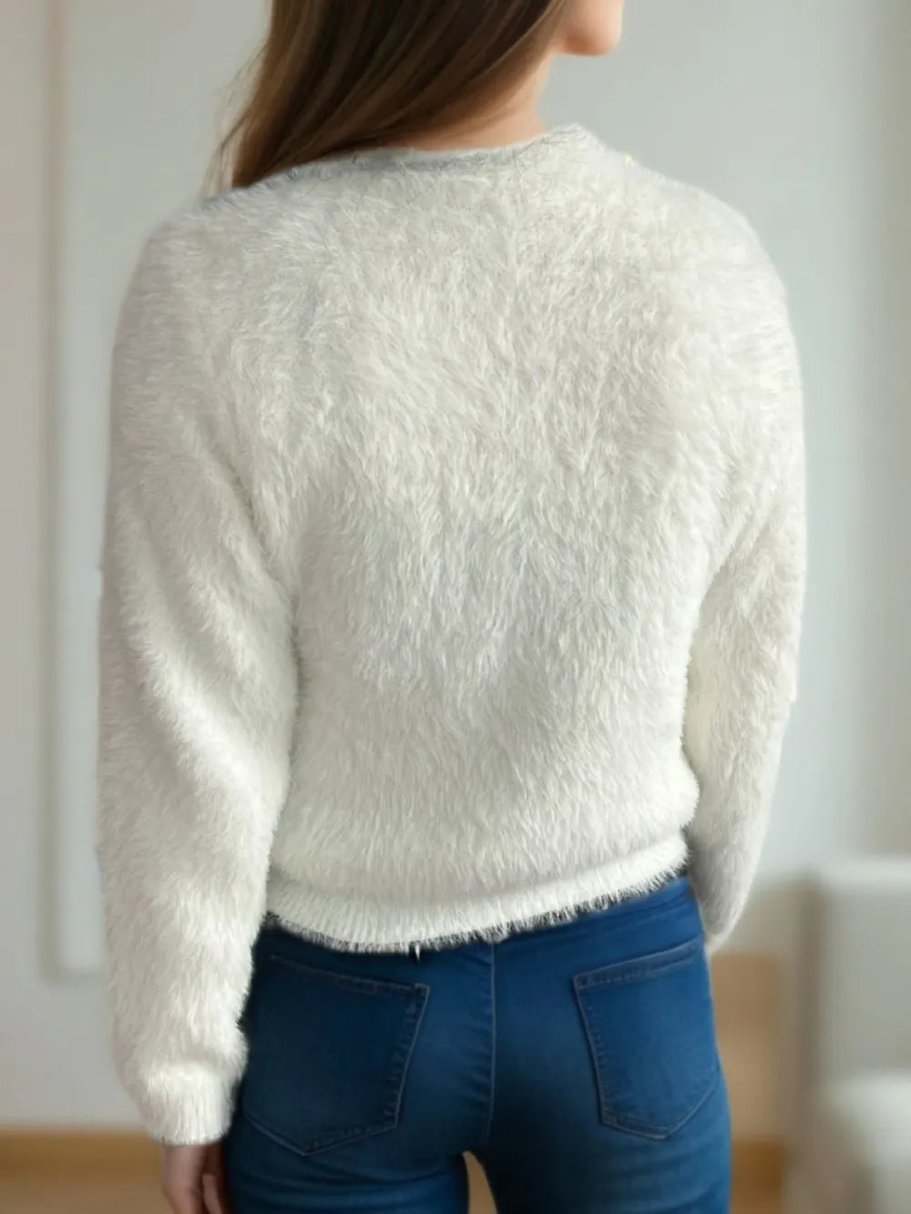 Cutout Knot Button Long Sleeve Cardigan - Fashorio