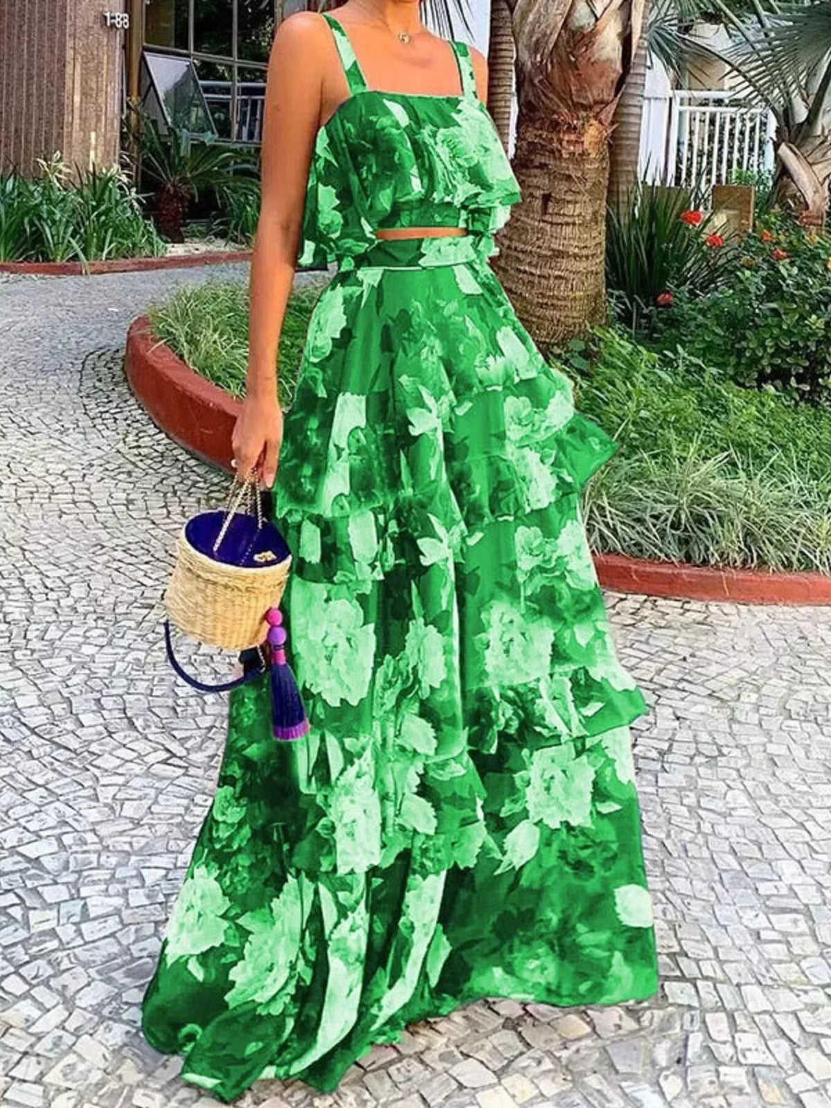Strawberry floral two piece set look