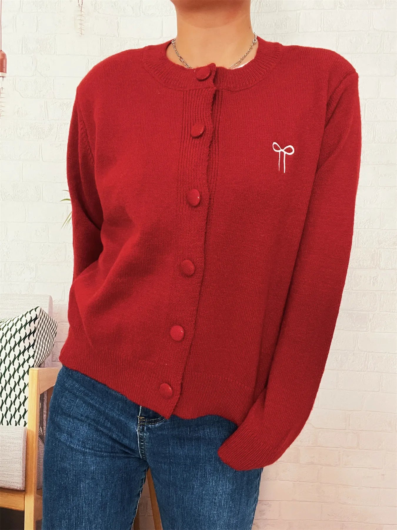 Button-Up Long Sleeve Cardigan - Fashorio