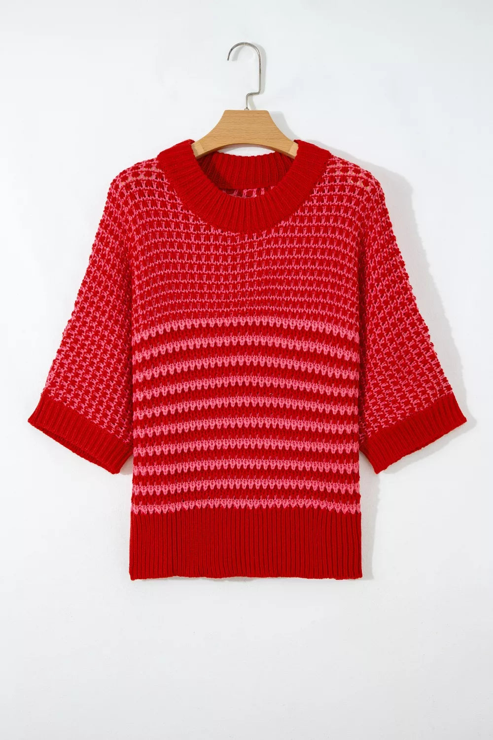 Half sleeve crochet knit sweater back view