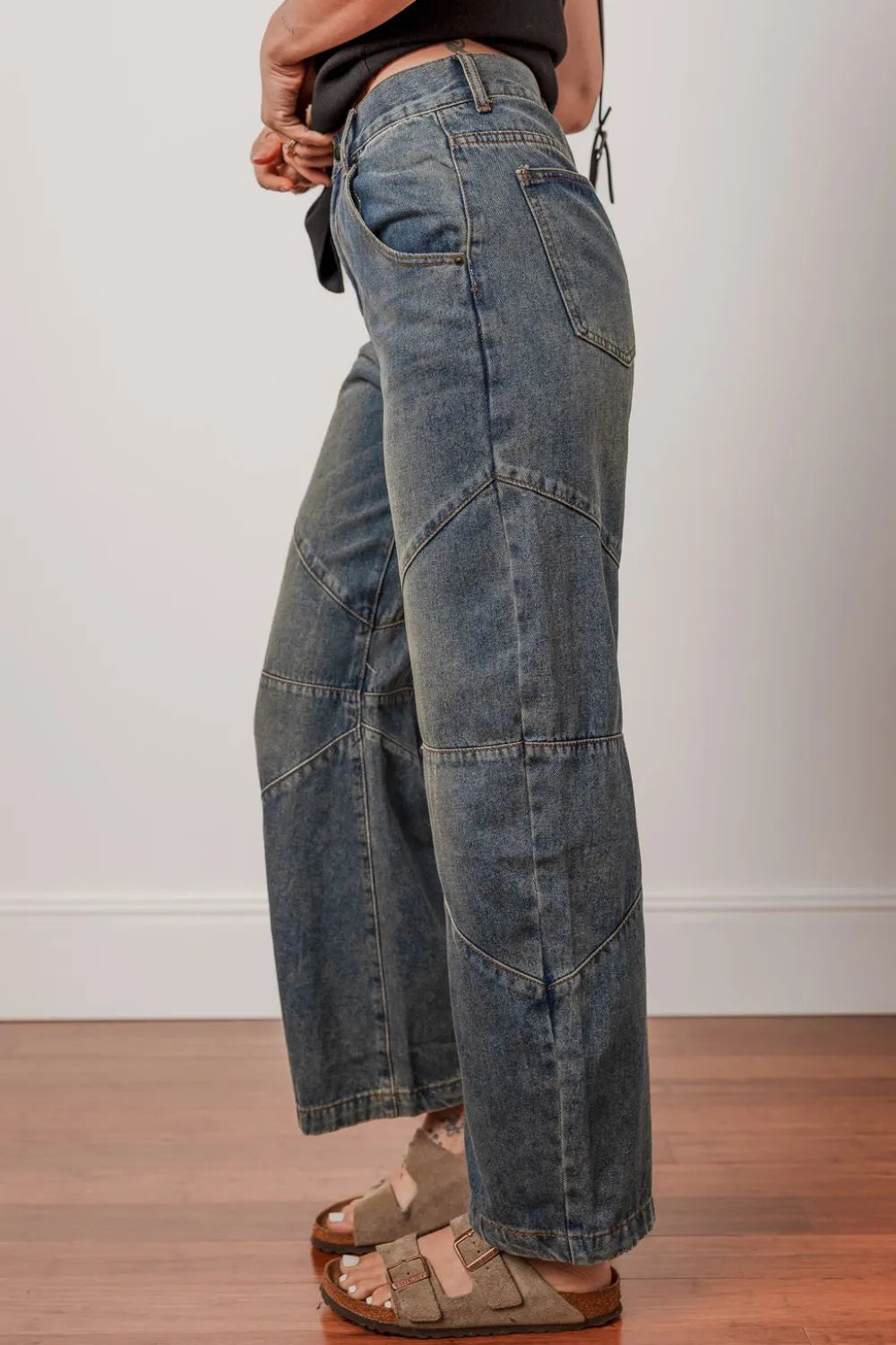 High waist straight jeans back view