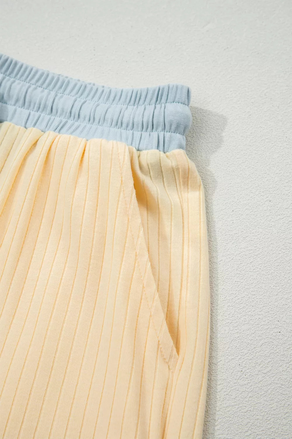Soft Ribbed Color Block Casual Short Set, view 13