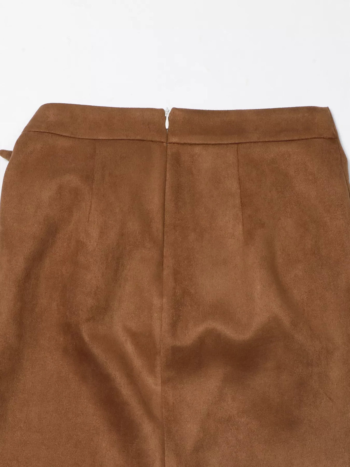 brown wrap midi skirt side view