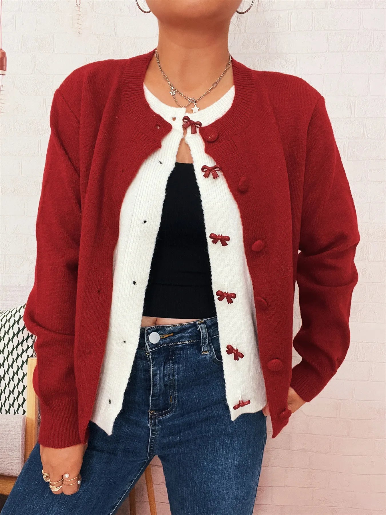 Button-Up Long Sleeve Cardigan - Fashorio