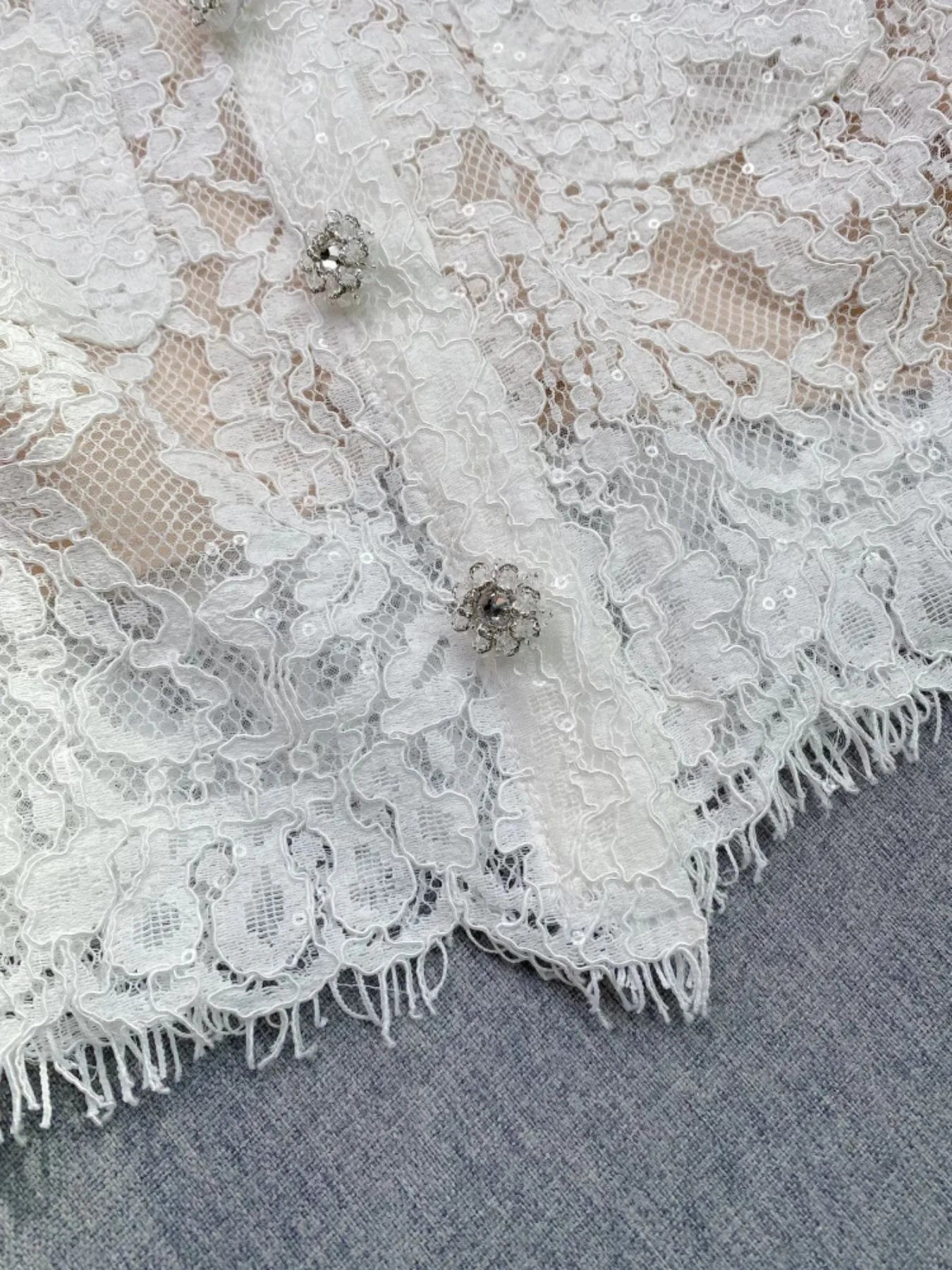 Lace Snap Down Top and Skirt Set - Fashorio