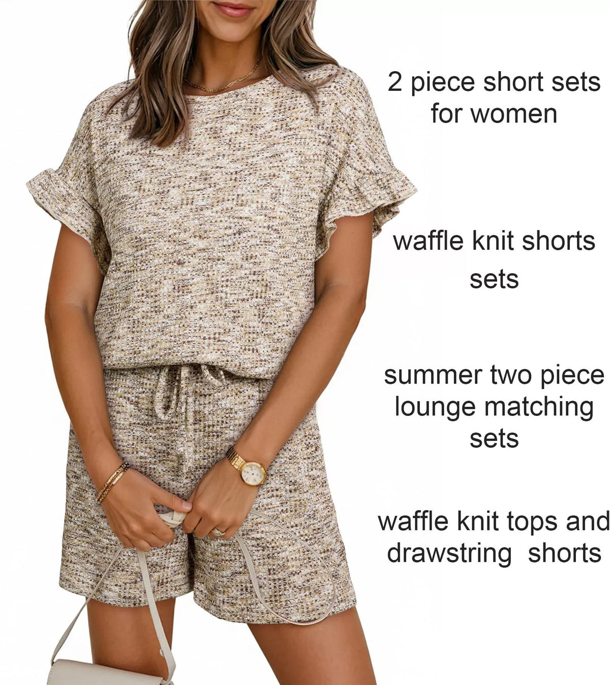 Ruffle Sleeve Textured Top and Shorts Set, view 9