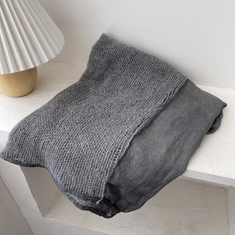 Soft dyed edge scarf draped for a casual look