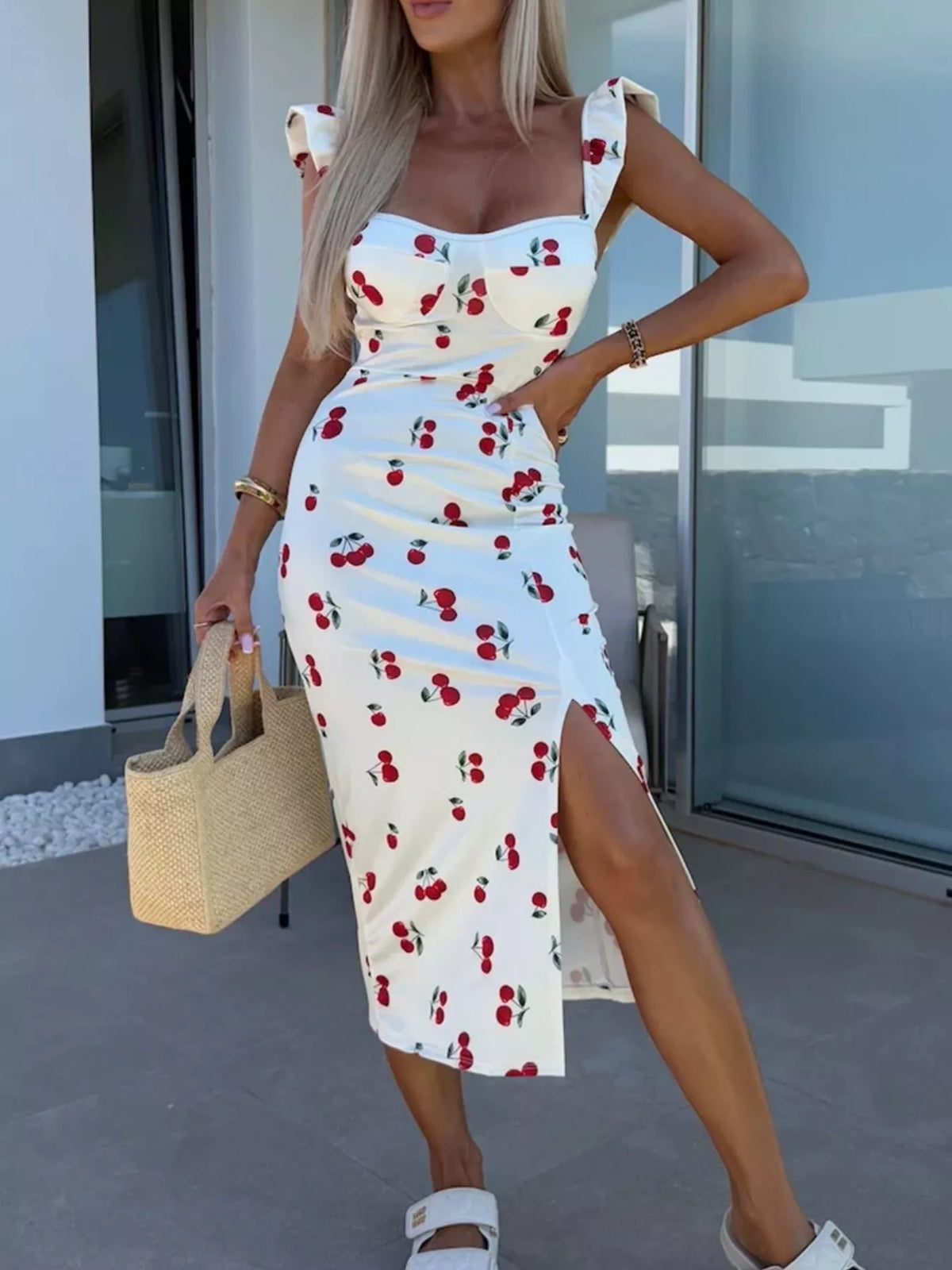 Sweetheart neck midi dress full length