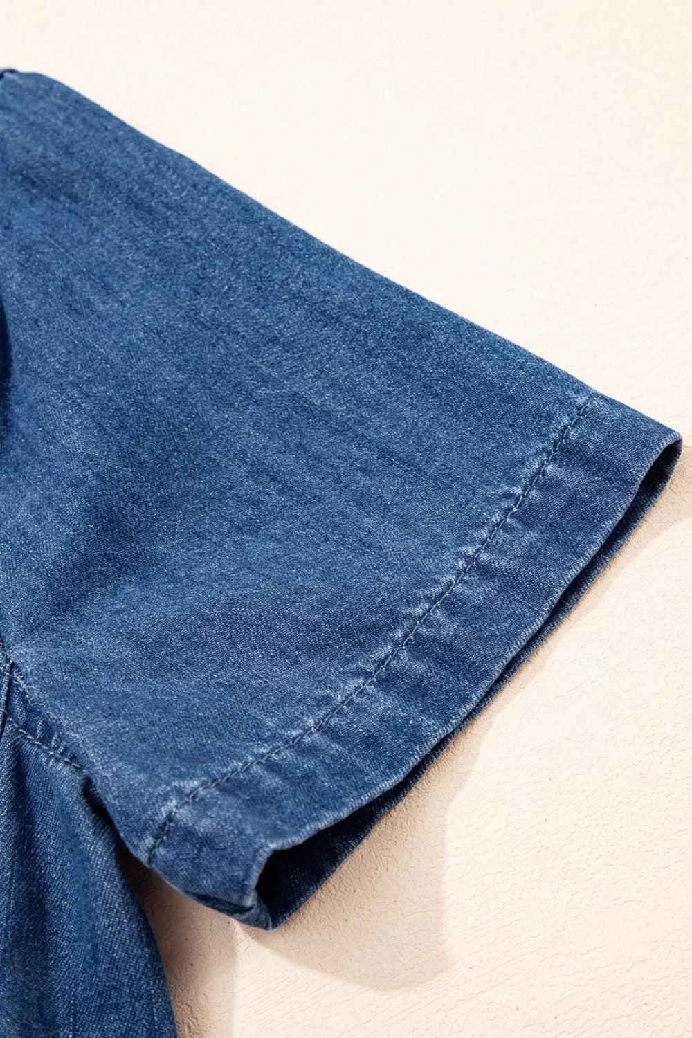 Dark blue zip up collared denim mini dress styled outfit view