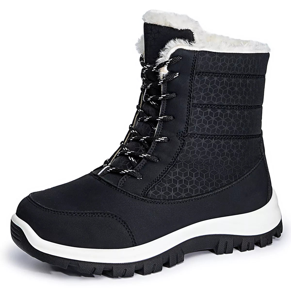 Winter fur lined snow boots side profile