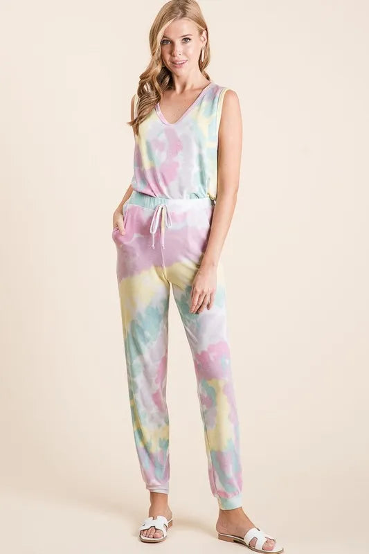 BiBi Tie Dye French Terry Casual Pants - Fashorio