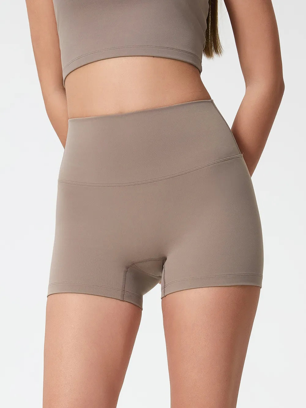 Millennia High Waist Active Shorts Mocha - Fashorio