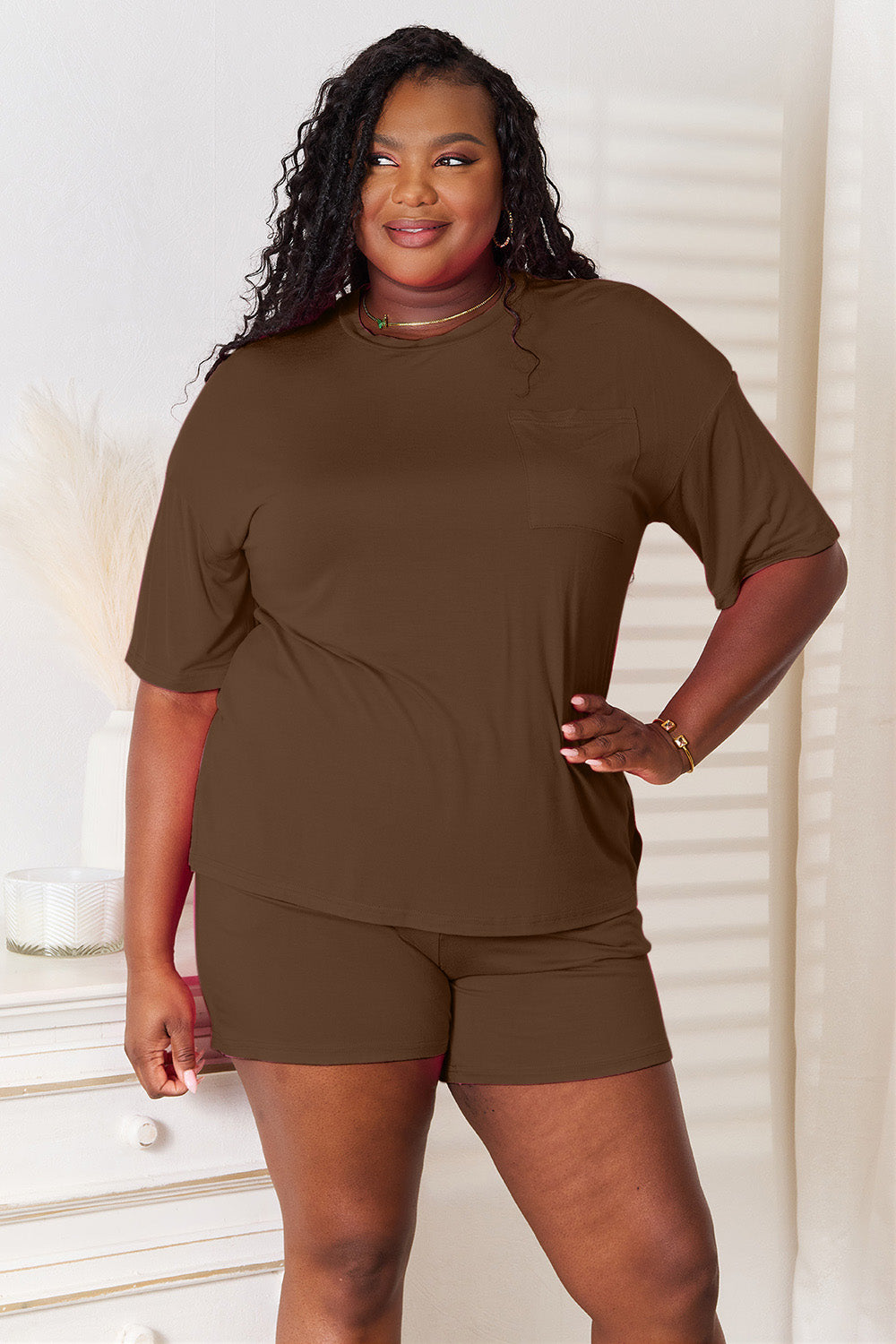 Rayon two piece set mocha colorway