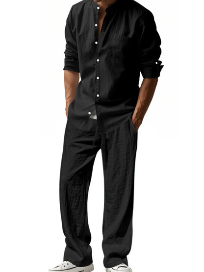 Men's Full Size Button Up Shirt and Pants Set Plus Size - Fashorio