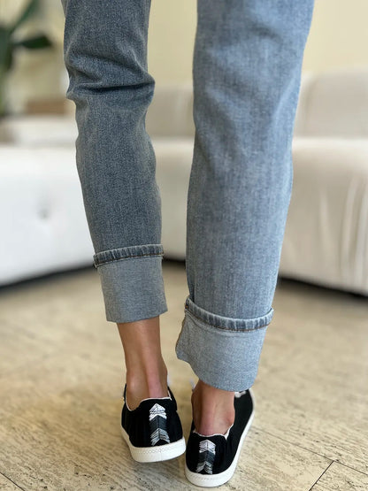 Judy Blue Full Size High Waist Cuff Hem Jeans - Fashorio